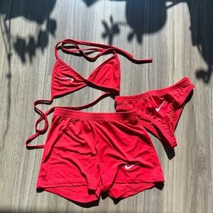 Nike 3pc Swimsuit Red REWORKED